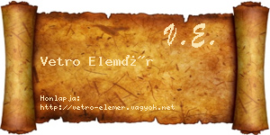 Vetro Elemér névjegykártya